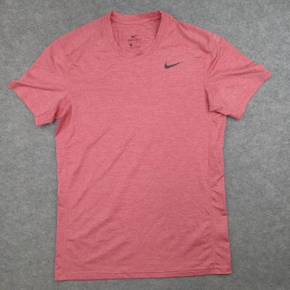 Nike Shirt Mens Medium Red Dri-FIT Short Sleeve Athletic Gym Running Top